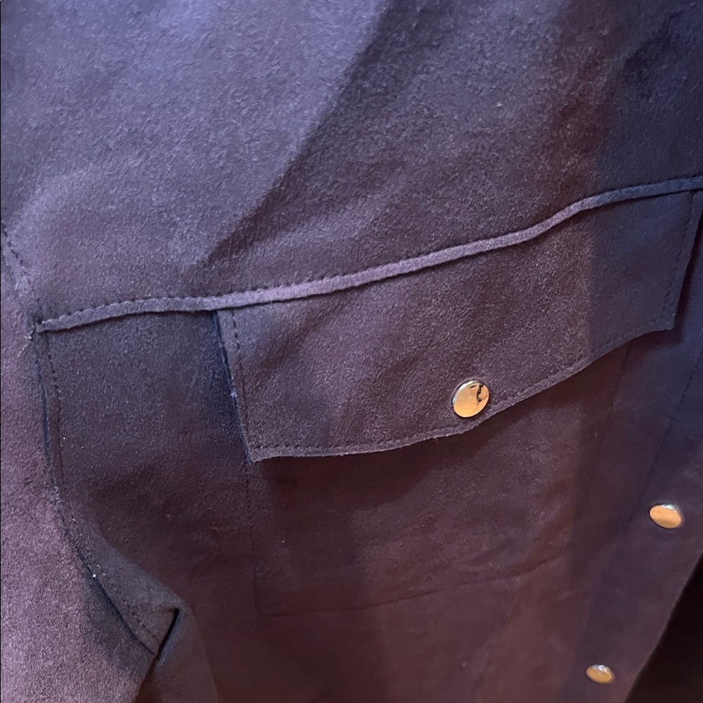 Truth Dark Brown Suede Button-Up Shirt - Picture 3 of 4